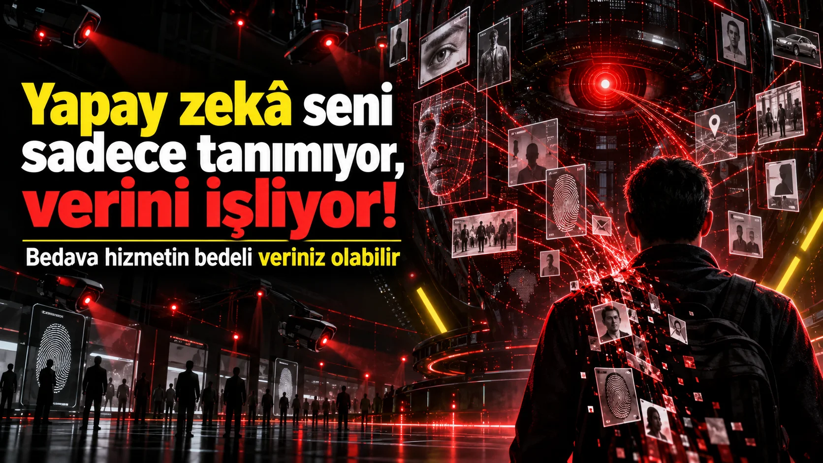 Yapay zekâ seni sadece tanımıyor, verini işliyor! "Bedava hizmetin bedeli veriniz olabilir" kapak görseli